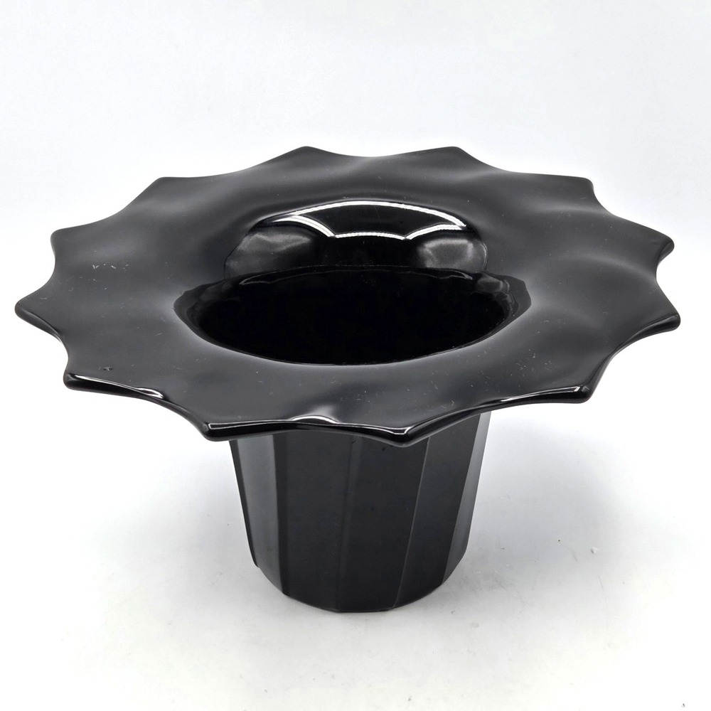 BLACK GLASS FLOWER POT OR VASE CONTEMPORARY MODERN